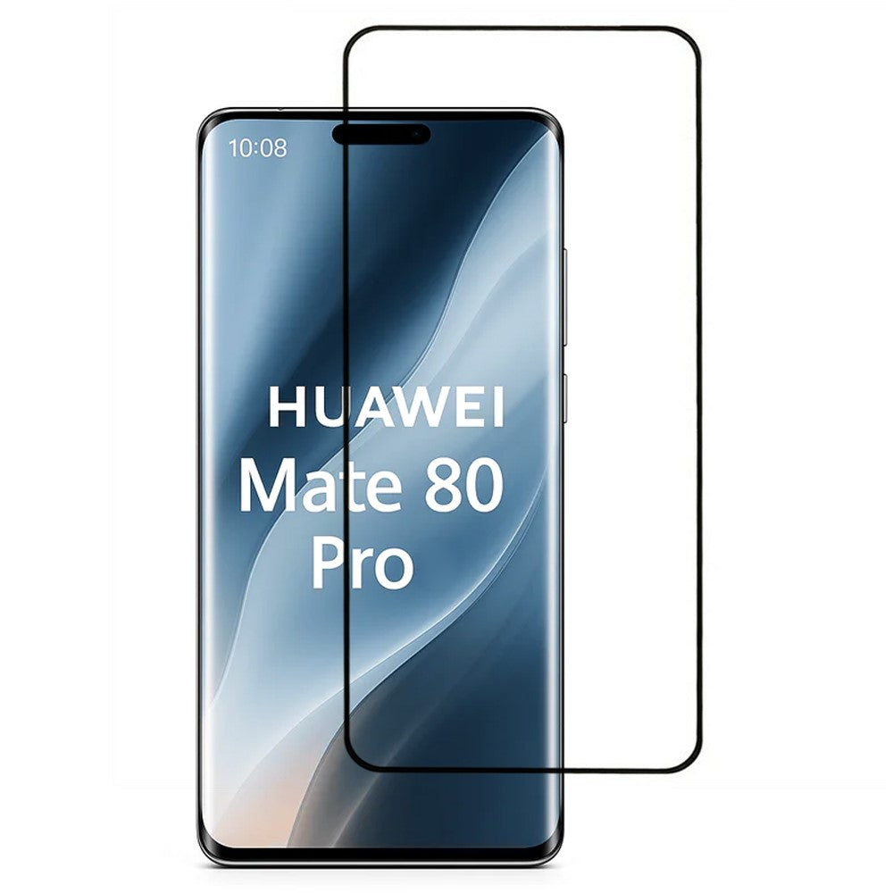 Huawei Mate 80 Pro Helskärmsskydd Heltäckande Silk Print Härdat Glas Film Stöder Fingeravtryckslåsning