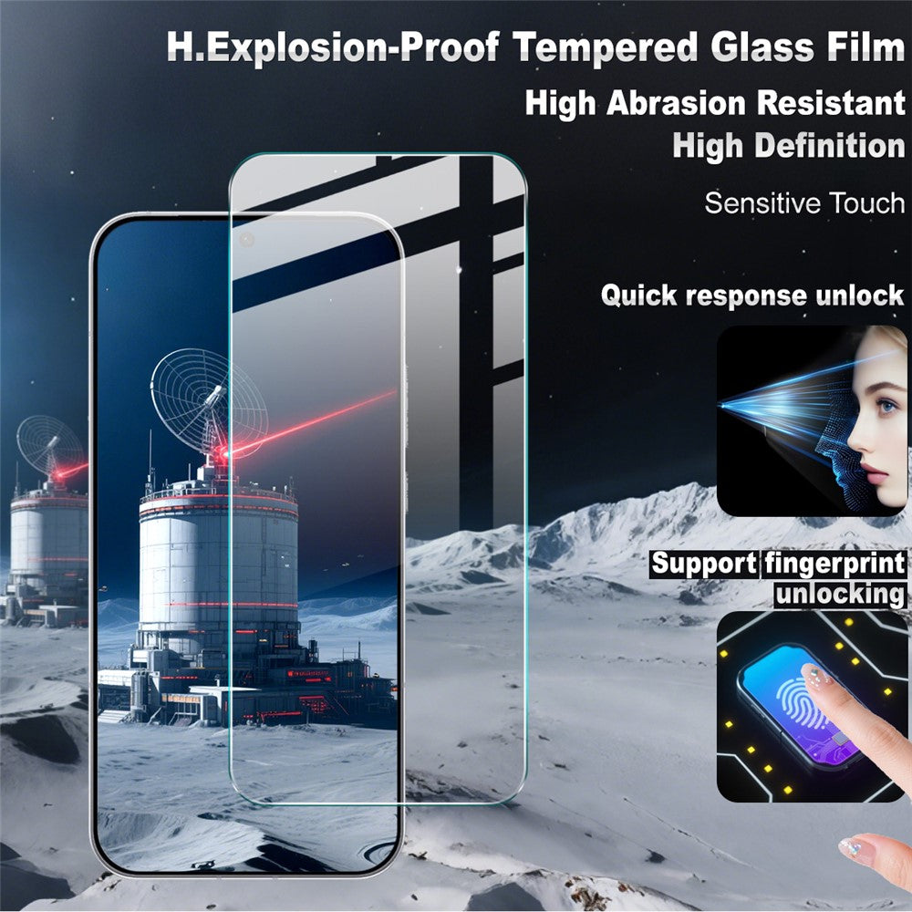 IMAK H-serien för Oppo Reno15 Pro Max 5G (Global) / Reno15 Pro 5G (Kina) skärmskydd härdat glas HD klar film (inte heltäckande) (fingeravtryckslåsning)