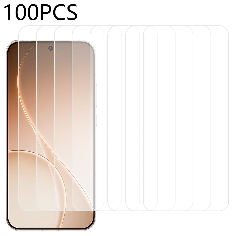 100 stk. skærmbeskyttelse til Oppo Reno15 Pro Max 5G (Global) / Reno15 Pro 5G (Kina), fuld lim, ridsefast hærdet glasfilm (ikke fuld dækning) (uden emballage, med vådservietter, støvopsamler og guideklistermærke)