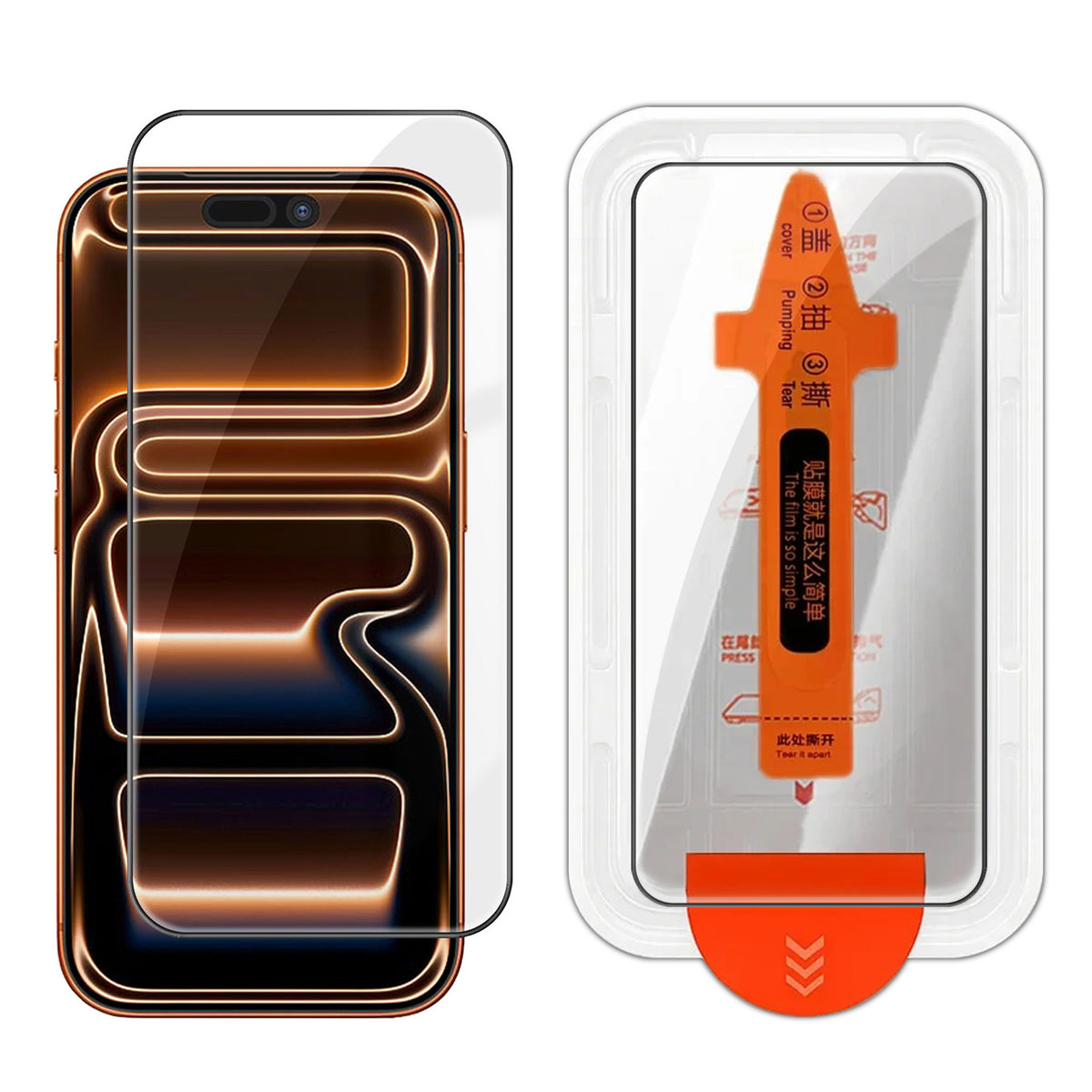 For iPhone 18 Pro / 17 Pro Full Screen Protector HD Clear Silk Printing High Aluminium-silicon Glass Film with Dust Removal Installation Frame