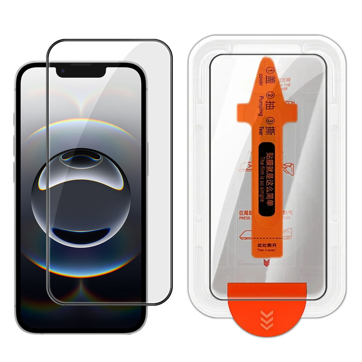 For iPhone 17e / 16e Full Screen Protector HD Clear Silk Printing High Aluminium-silicon Glass Film with Dust Removal Installation Frame