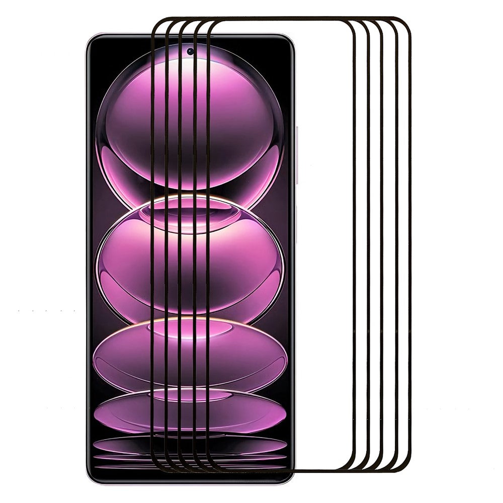 5Pcs / Pack Silk Printing Screen Protector for Xiaomi Redmi Note 12 Pro 5G , Full Cover Full Glue Clear Scratch Resistant Tempered Glass Film