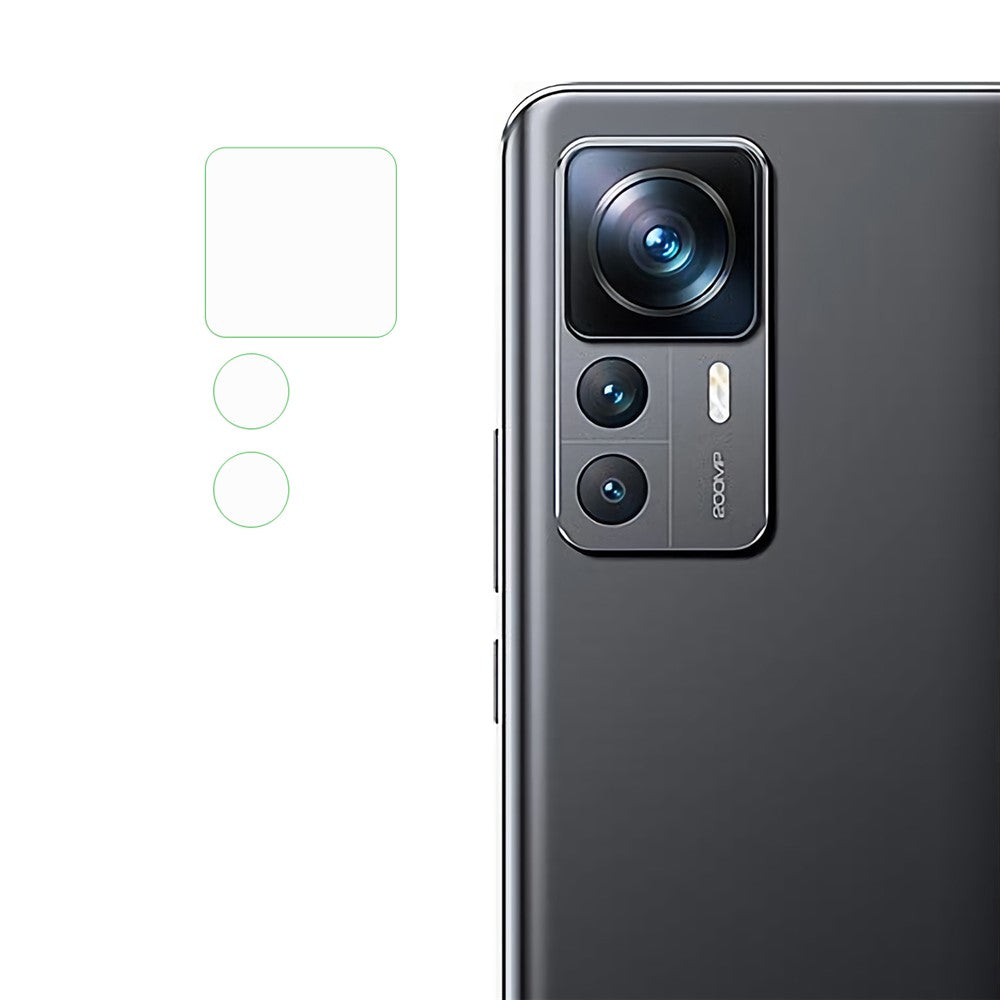 1 set explosionsskyddande kameralinsskydd för Xiaomi 12T Pro 5G mjuk soda-lime helskyddande HD genomskinlig bubbelfri bakre linsfilm