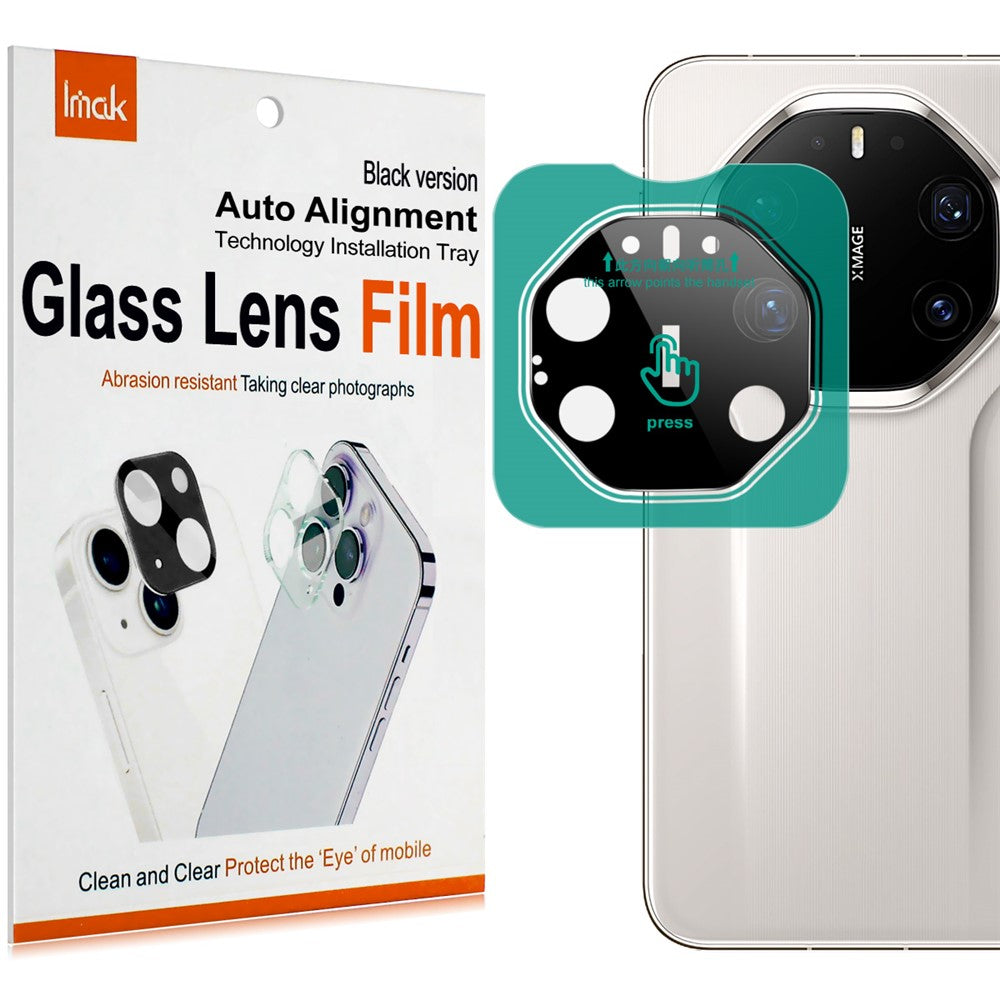 IMAK För Huawei Mate 80 RS Ultimate Härdat Glas Heltäckande Kameralinsskydd med Självpositionerande Ram (Svart Version)