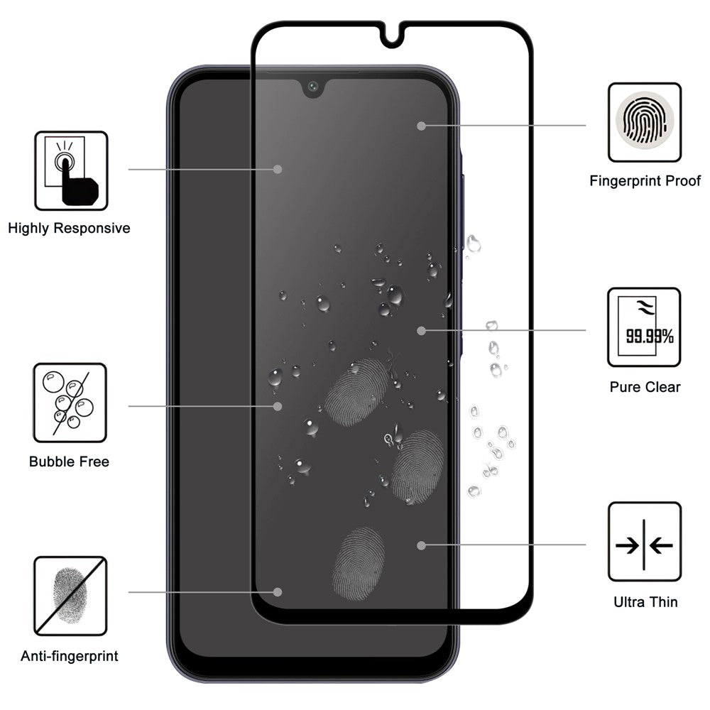 Samsung Galaxy A37 5G AGC Härdat Glas med Svart Kant Heltäckande Skärmskydd