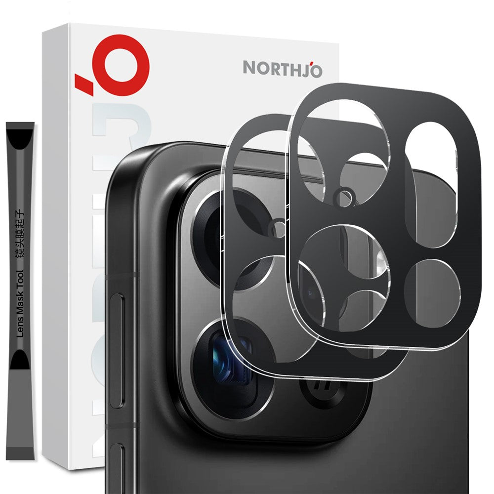 NORTHJO 2Pcs Camera Lens Protector For Oppo Find X9 Pro 5G Black Silk Printing 3D Clear Tempered Glass Lens Film