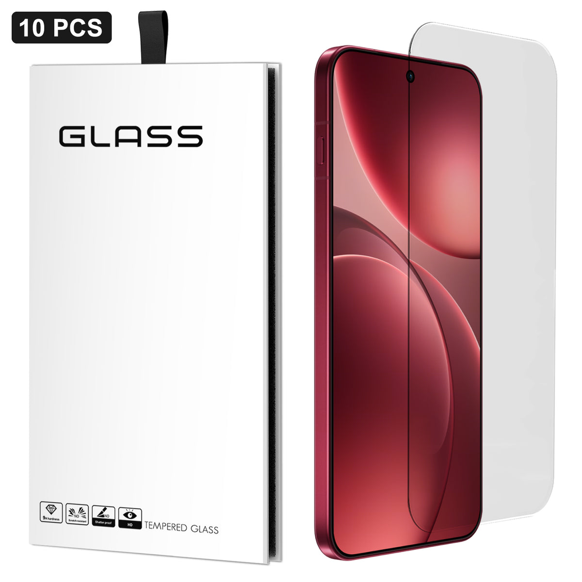 Oppo Find X9 5G 10 st. skärmskydd 3D stor bågkant tjockt lim HD klar hög aluminium-kiselglasfilm (inte komplett täckning)