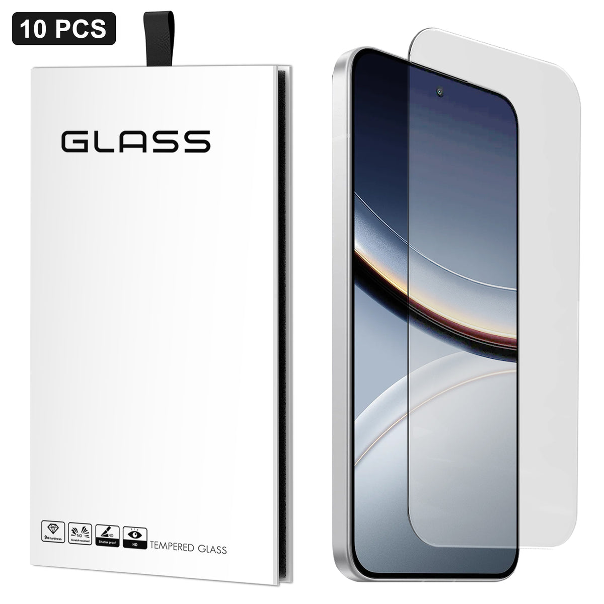 For Xiaomi Poco F7 5G 10Pcs Screen Protector 3D Large Arc Edge Thick Glue HD Clear High Aluminium-silicon Glass Film (NOT Complete Covering)