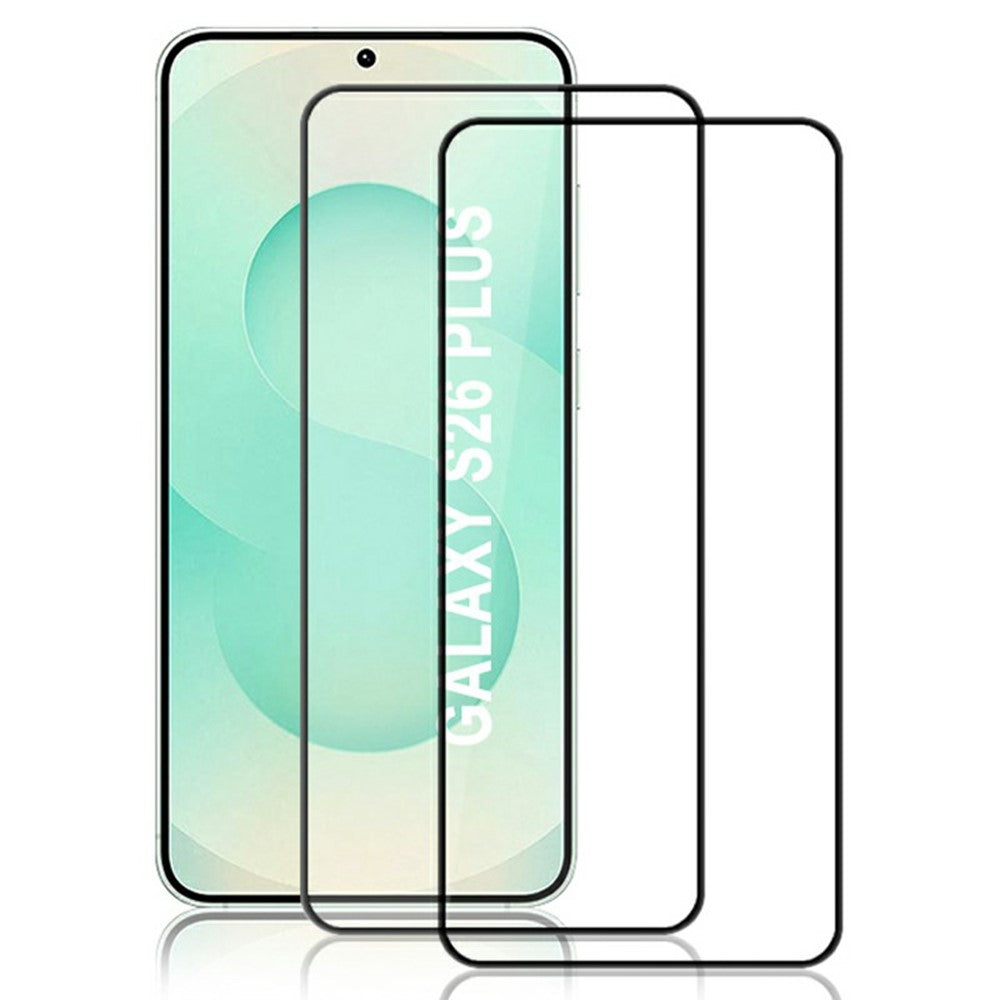 AMORUS 2 stk. til Samsung Galaxy S26+ heldækkende skærmbeskytter, brudsikker, silkeprint, fuldlimet hærdet glasfilm