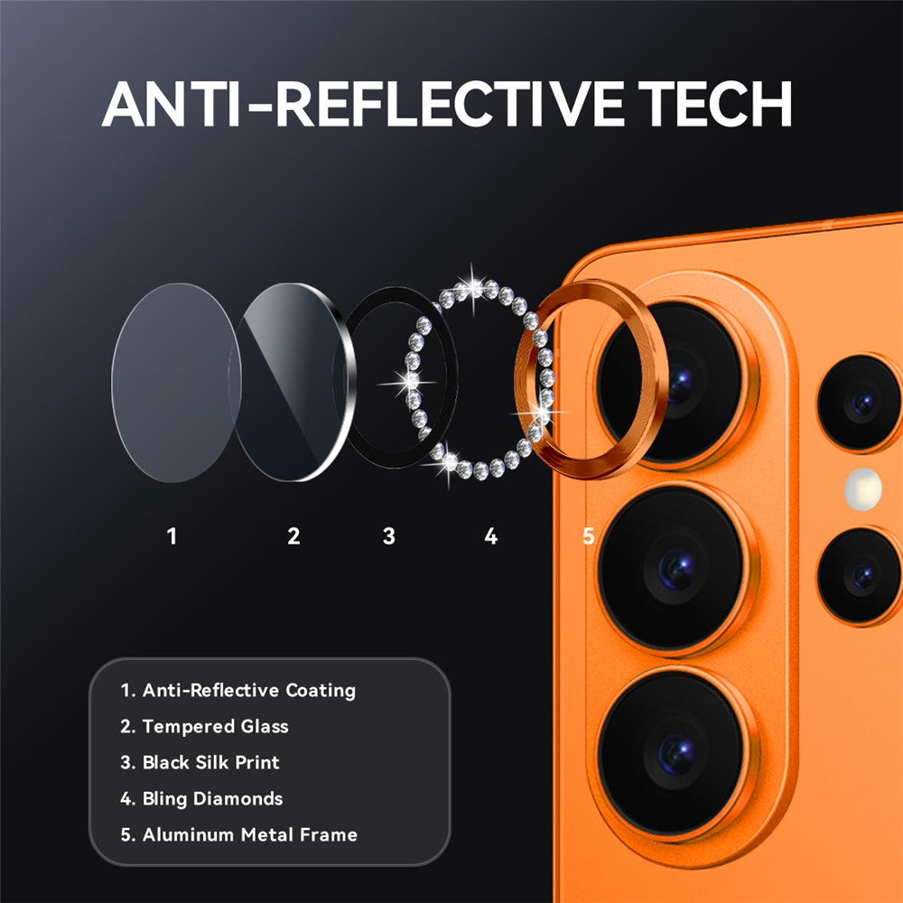 NORTHJO For Samsung Galaxy S26 Ultra Camera Lens Protector Rhinestone Ring Tempered Glass Lens Film (Complete Coverage)