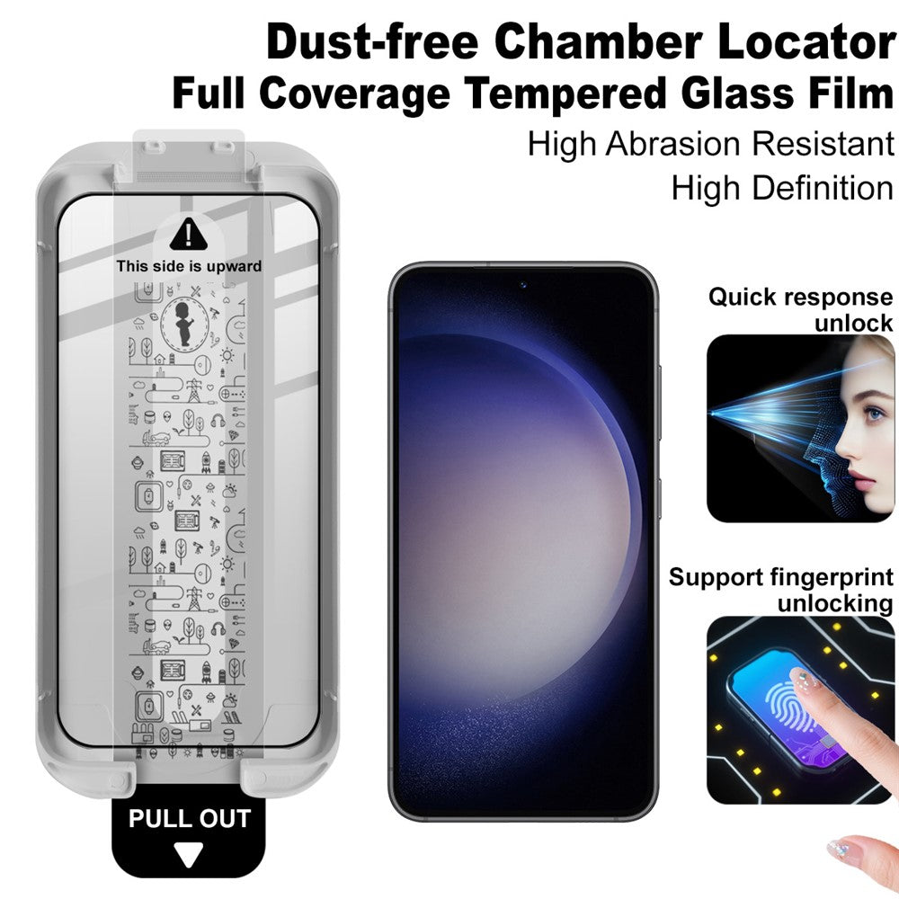 IMAK Helskärmsskydd för Samsung Galaxy S25 Edge / S25+ / S24+ Härdat Glas Helhäftande Film med Dammfritt Monteringsverktyg (Fingeravtryckslåsning)