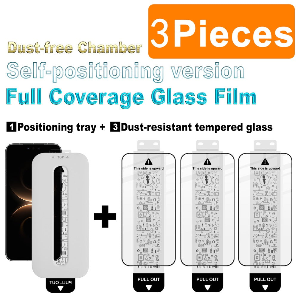 IMAK 3Pcs For Huawei Mate 80 Pro Max / Mate 80 RS Ultimate / Mate 80 Pro Max Wind Tempered Glass Full Screen Protector Full Glue Film with Dust-free Installation Tool