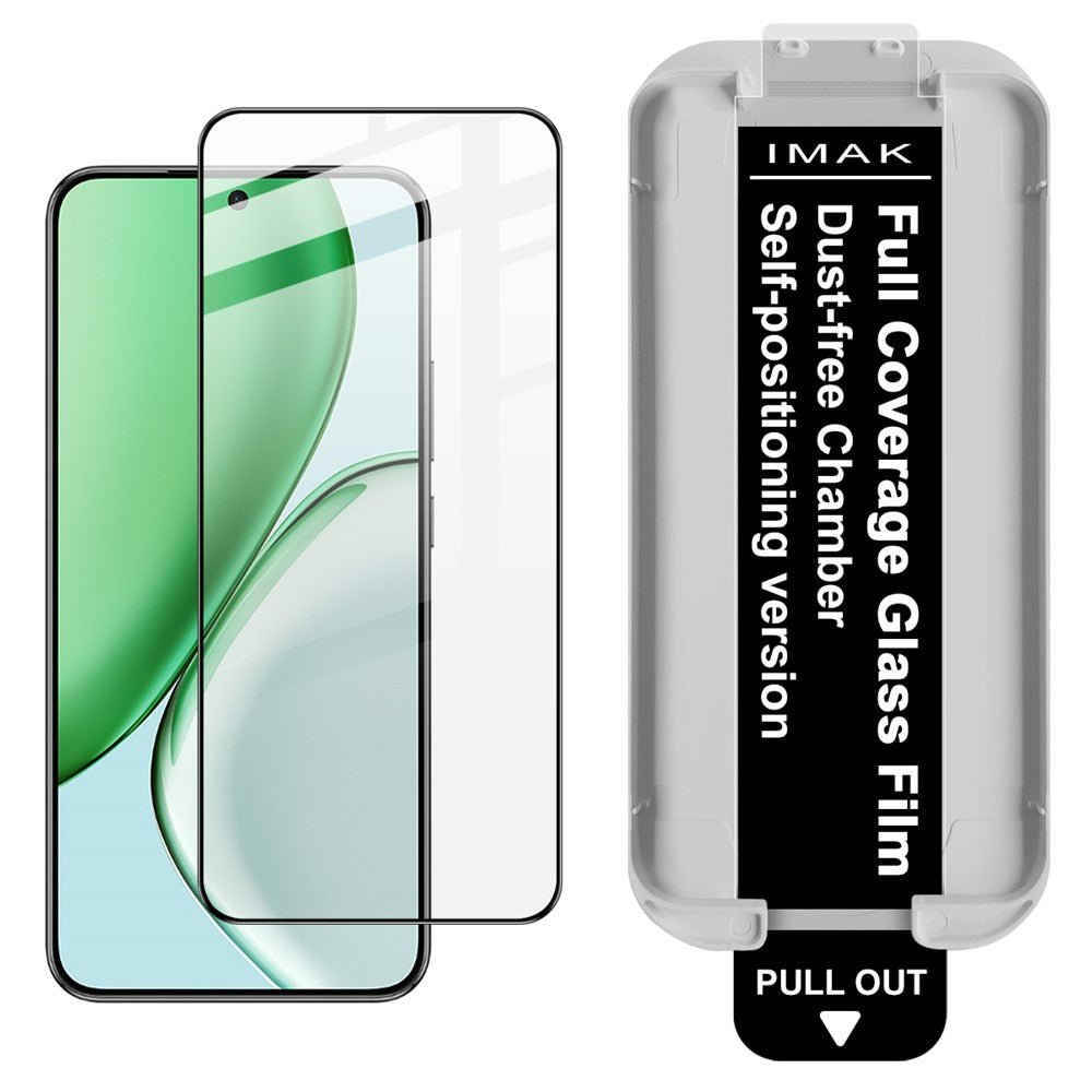 IMAK Tempered Glass Full Screen Protector for Honor Magic8 Lite 5G / X9d 5G / X70 5G Full Glue Film with Dust-free Installation Tool (Fingerprint Unlock)
