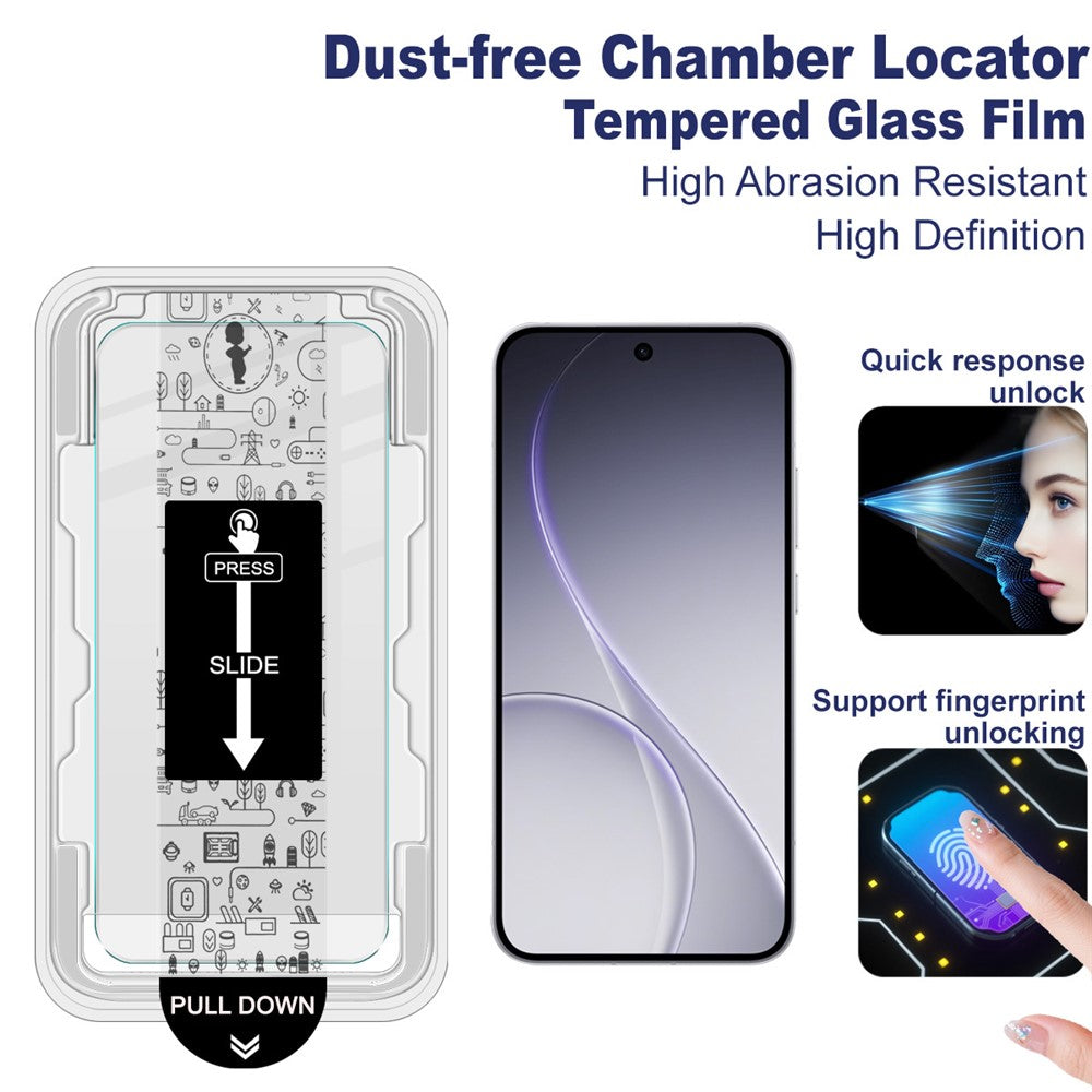 IMAK for Oppo Reno15 5G (Global) / Reno15c 5G (China) Tempered Glass Screen Protector with Dust-free Installation Tool (Fingerprint Unlock) (Not Complete Coverage)
