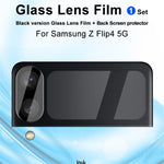 IMAK For Samsung Galaxy Z Flip4 5G Hærdet glas linsefilm + akryl linsehætte (sort version) med lille bagskærmsbeskytter i glas