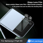 IMAK For Samsung Galaxy Z Flip4 5G Hærdet glas linsefilm + akryl linsehætte (sort version) med lille bagskærmsbeskytter i glas
