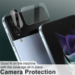 IMAK For Samsung Galaxy Z Flip4 5G Hærdet glas linsefilm + akryl linsehætte (sort version) med lille bagskærmsbeskytter i glas