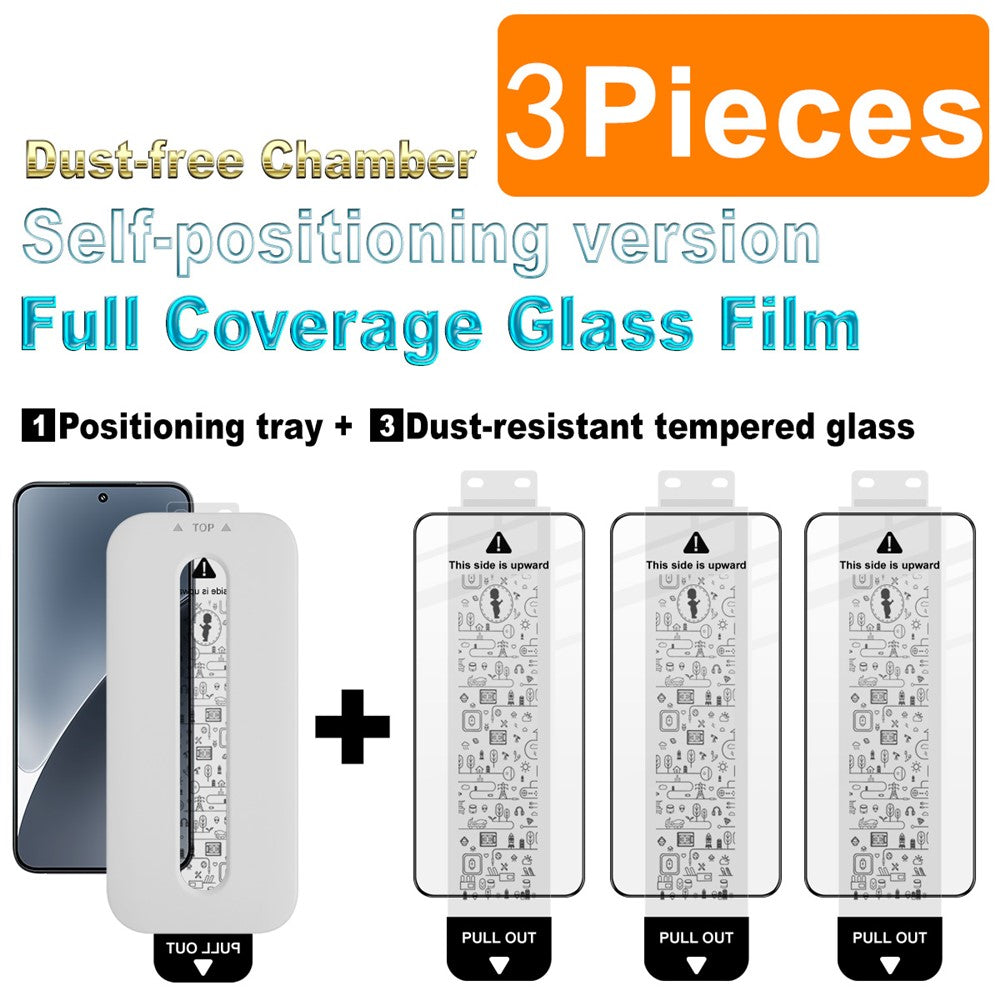 IMAK 3Pcs Tempered Glass For Xiaomi 15  /  15 Custom Edition Full Screen Protector Full Glue Film with Dust-free Installation Tool (Fingerprint Unlock)