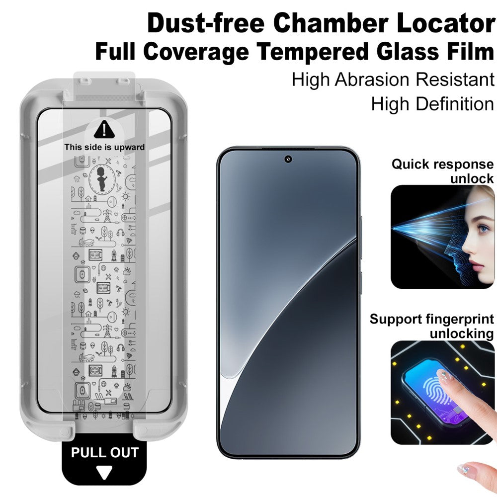 IMAK 3Pcs Tempered Glass For Xiaomi 15  /  15 Custom Edition Full Screen Protector Full Glue Film with Dust-free Installation Tool (Fingerprint Unlock)