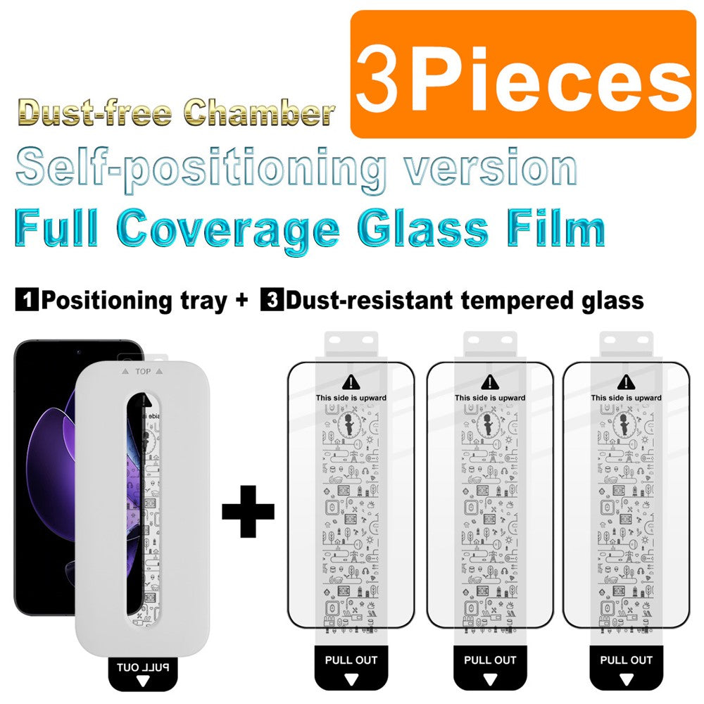 IMAK 3Pcs Tempered Glass For Oppo A6 Pro 5G  /  4G  /  Reno13 5G (Global)  /  Reno14 5G (Global) Full Screen Protector Full Glue Film with Dust-free Installation Tool (Fingerprint Unlock)