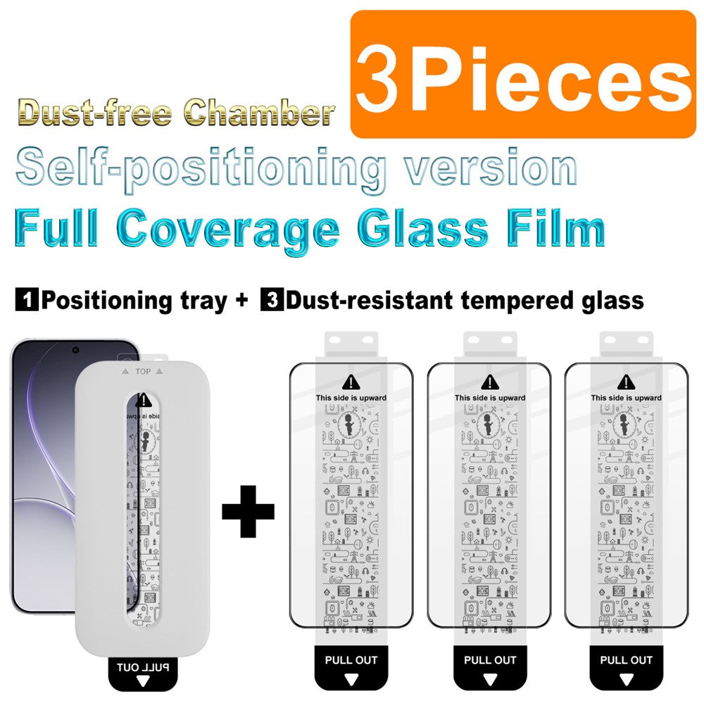 IMAK 3 st. härdat glas för Oppo Reno15 Pro Max 5G (Global) / Reno15 Pro 5G (Kina) helskärmsskydd helhäftande film med dammfritt installationsverktyg (fingeravtryckslåsning)