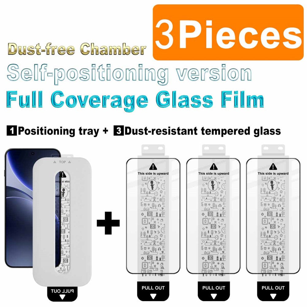 IMAK 3 st för Oppo Find X9s 5G / Find X9 5G härdat glas helskärmsskydd helhäftad film med dammfritt installationsverktyg (fingeravtryckslåsning)