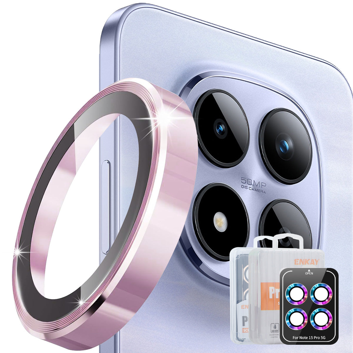 ENKAY HAT PRINCE For Xiaomi Redmi Note 15 Pro 5G (Global) / Xiaomi Redmi Note 15 Pro+ 5G (Global) / Xiaomi Poco M8 Pro 5G Camera Lens Protector  Metal Ring Lens Film