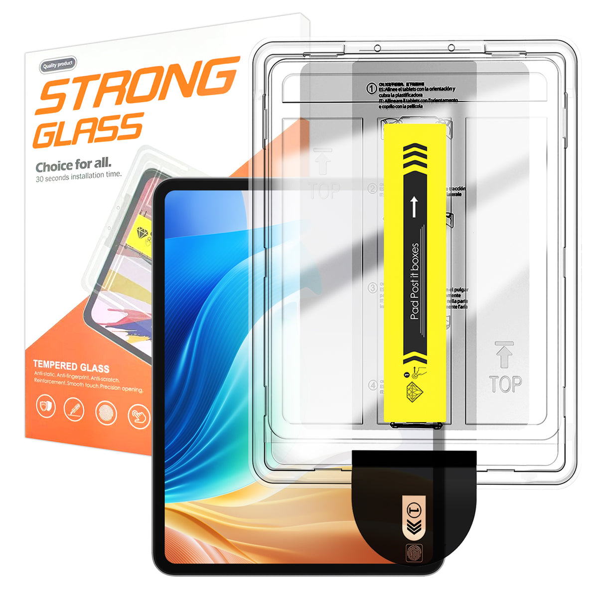 For Oppo Pad Air 2 Screen Protector Arc Edge Tempered Glass Film with Auto Dust-free Installation Tool (NOT Complete Covering)