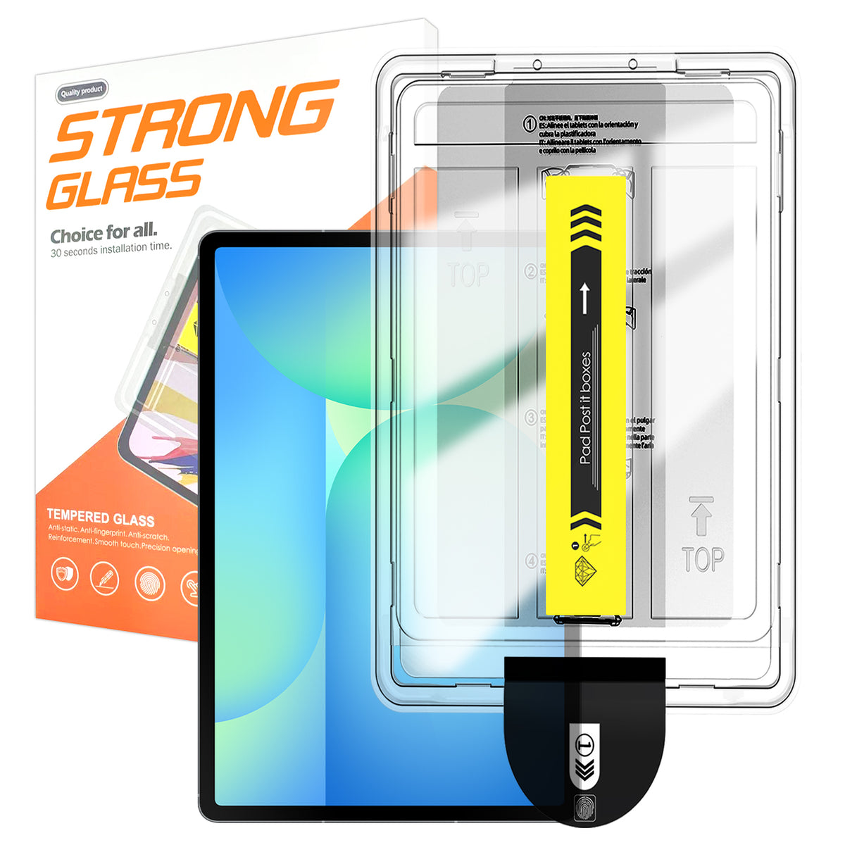 For Samsung Galaxy Tab S10 FE+ Screen Protector Arc Edge Tempered Glass Film with Auto Dust-free Installation Tool (NOT Complete Covering)