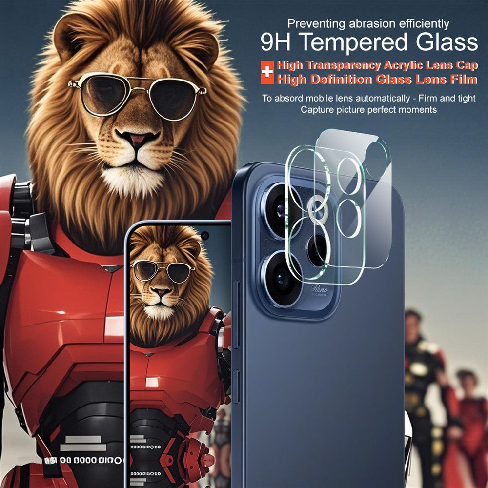 IMAK For Oppo Reno15 F 5G Tempered Glass Full Cover Camera Lens Protector + Acrylic Lens Cap