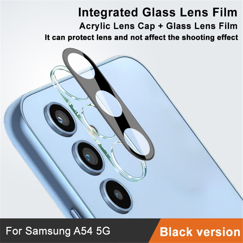 IMAK För Samsung Galaxy A54 5G Klar Härdad Glaslinsfilm + Akryllinsskydd Fingeravtryckssäkert Kameralinsskydd (Svart Version)