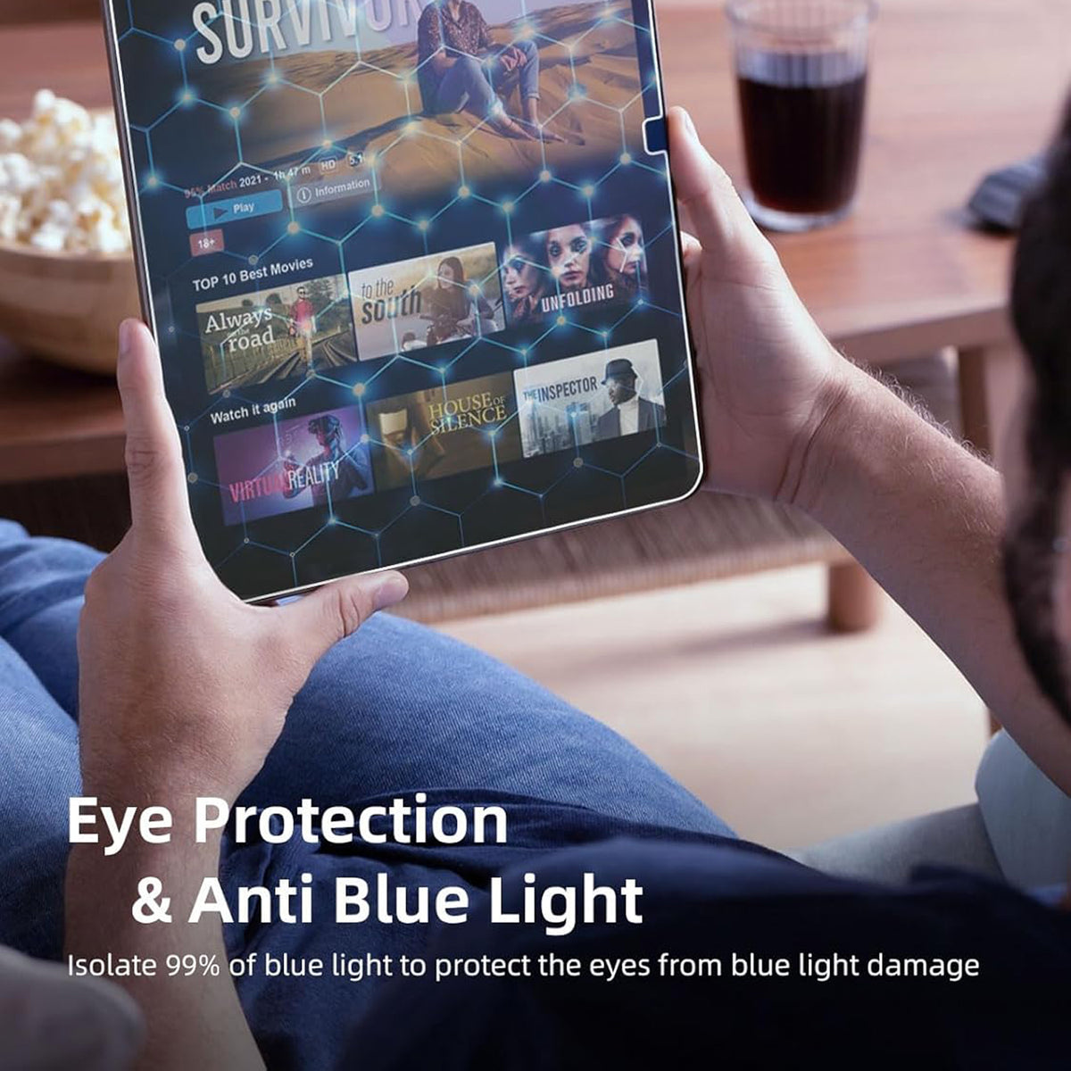 For Oppo Pad Skærmbeskytter Lilla Lys Øjenbeskyttelse Anti-fingeraftryk Hærdet Glasfilm (Dækker IKKE Hele Skærmen)