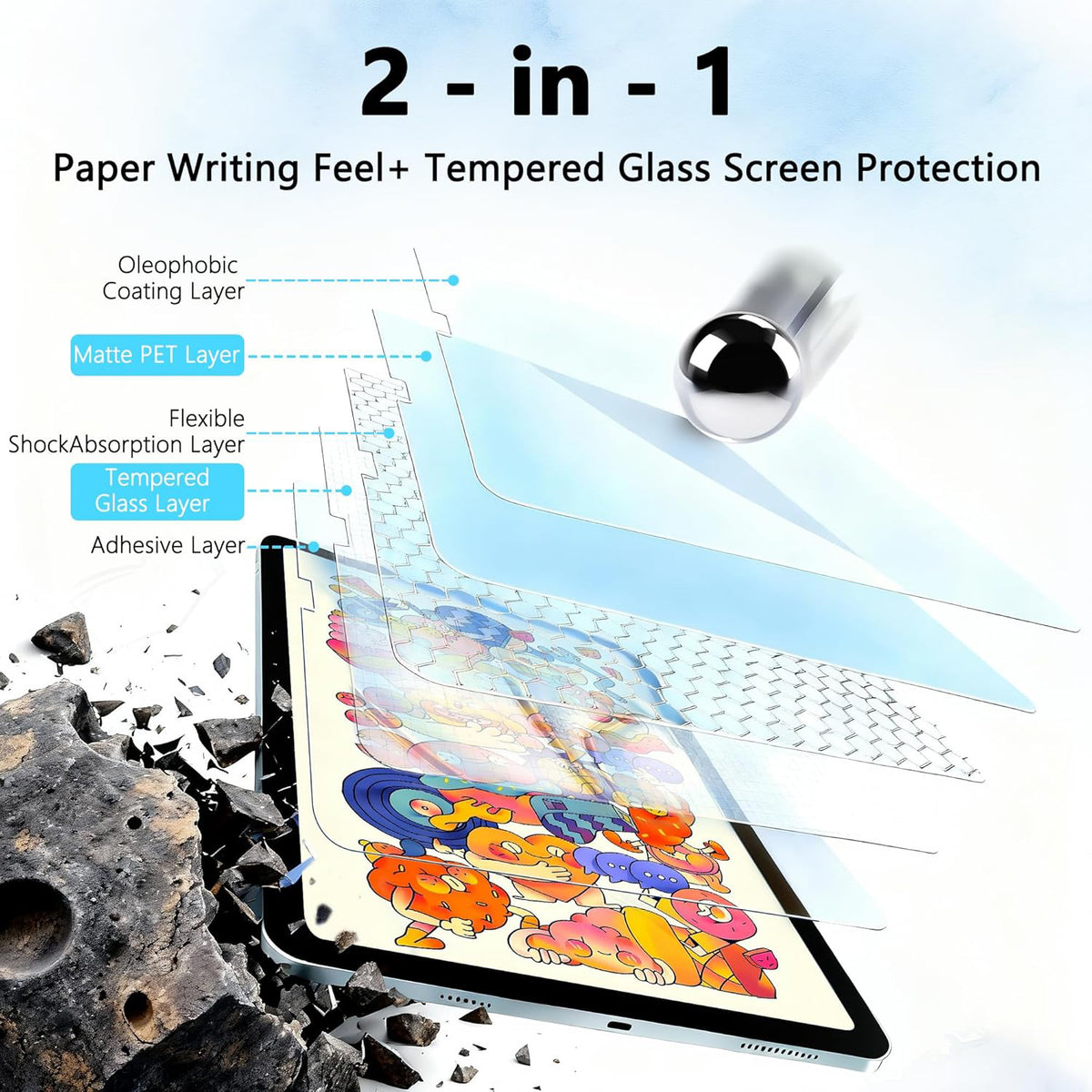 For Honor Pad X9 Pro Paper-Like PET Writing Film Matte Anti Fingerprint Screen Protector (NOT Complete Covering)