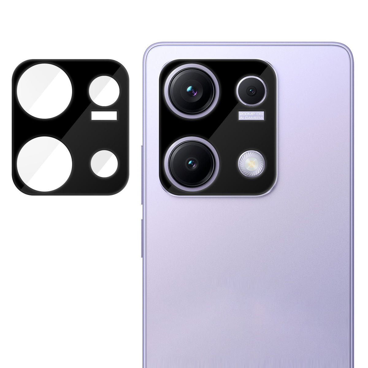 Xiaomi Redmi Note 14S 4G fulddækkende kameralinsebeskyttelse, silketryk, HD, fingeraftryksafvisende AR-hærdet glas-linsefilm