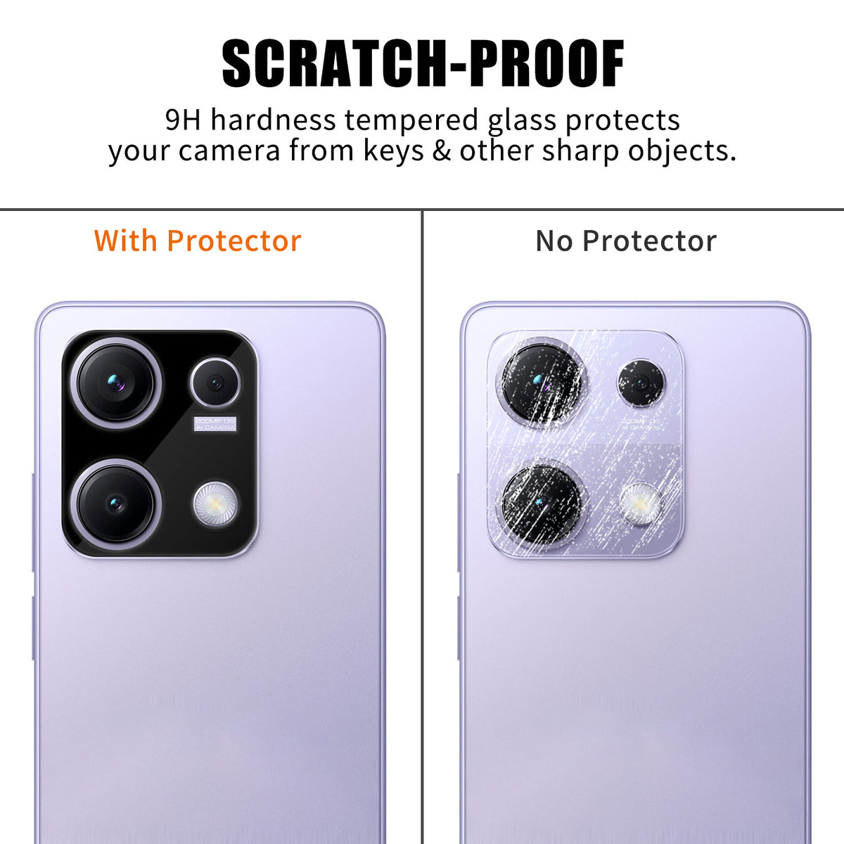 Xiaomi Redmi Note 14S 4G fulddækkende kameralinsebeskyttelse, silketryk, HD, fingeraftryksafvisende AR-hærdet glas-linsefilm