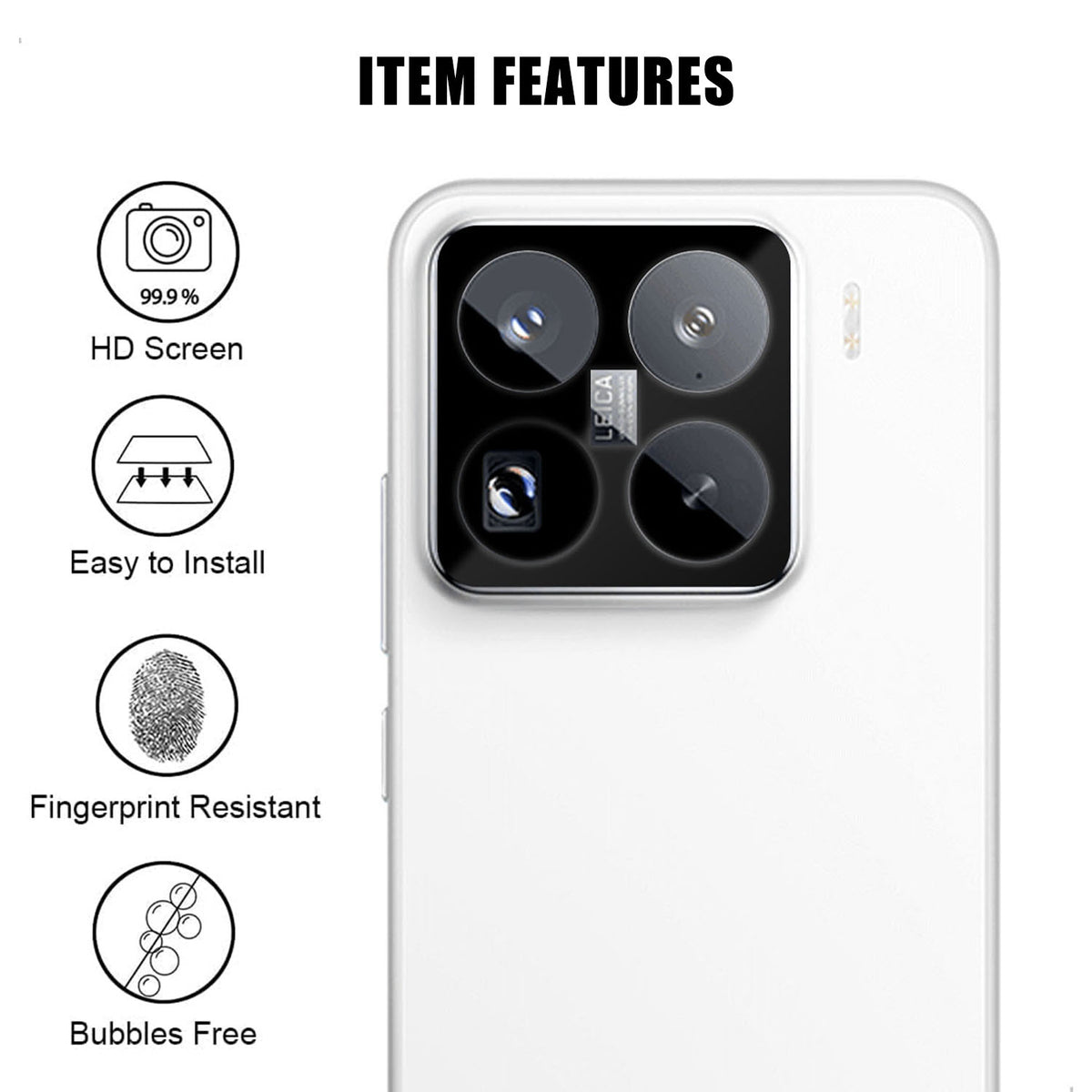 Xiaomi 15 Pro fulddækkende kameralinsebeskyttelse med silketryk, HD, anti-fingeraftryk, AR og hærdet glaslinsefilm