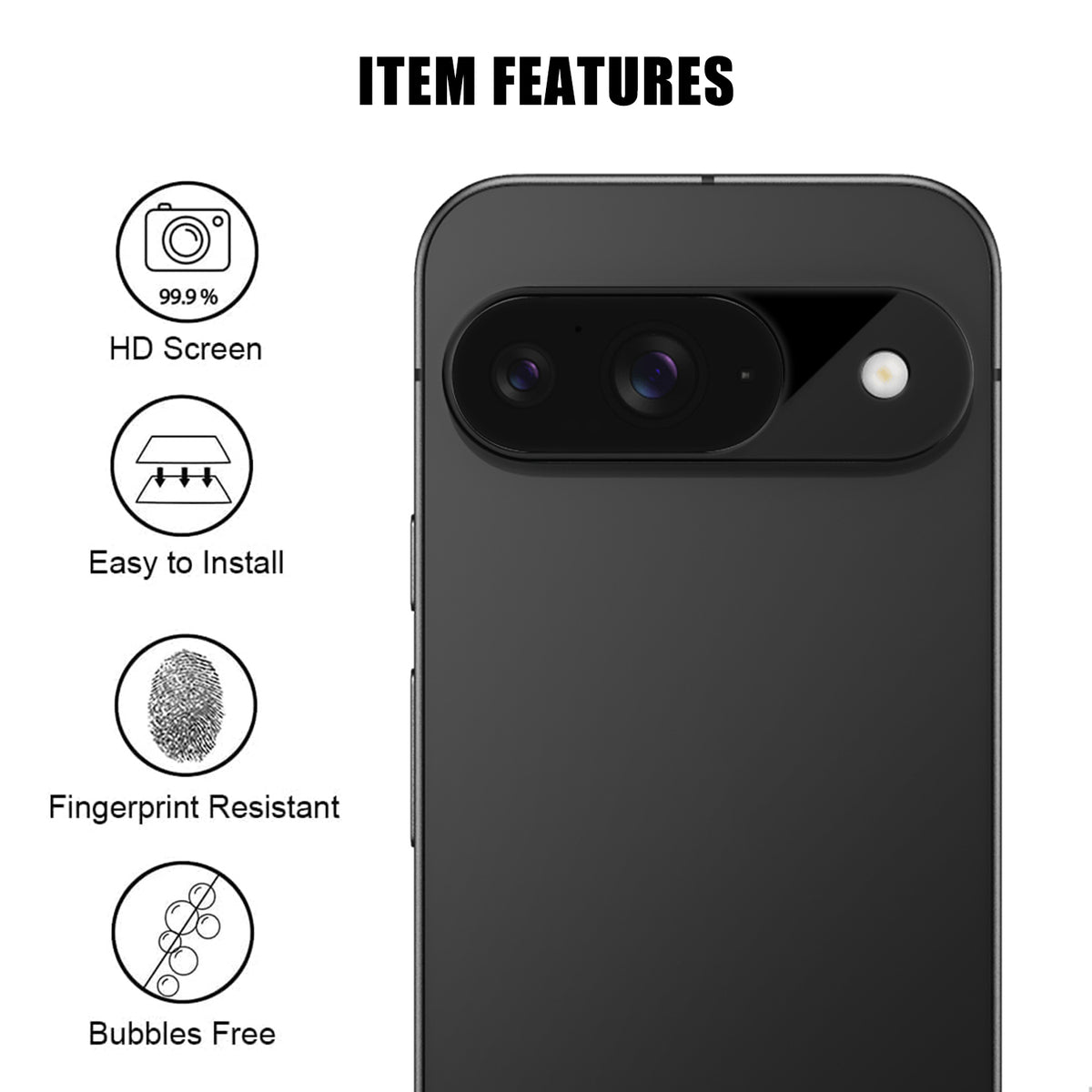 For Google Pixel 9 Full Cover Camera Lens Protector Silk Print HD Anti Fingerprint AR Tempered Glass Lens Film