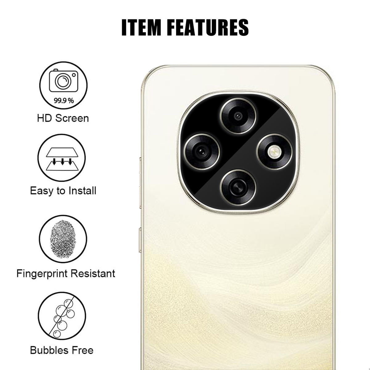 Oppo F31 Pro 5G Fuld dækningsbeskyttelse til kameralinsen, silketryk, HD, anti-fingeraftryk, AR-hærdet glas-linsefilm