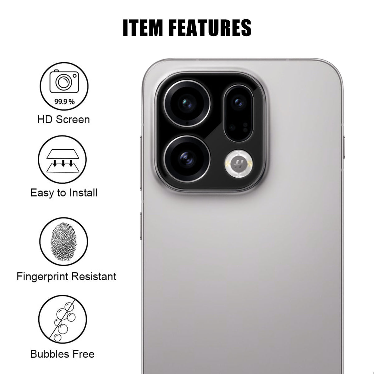 Oppo Find X9 5G fulddækkende kameralinsebeskyttelse, silketryk, HD, anti-fingeraftryk, AR-hærdet glaslinsefilm