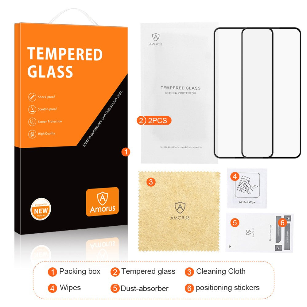 AMORUS 2Pcs / Set For Xiaomi 12T 5G / Redmi K50 Ultra 5G HD Clear Full Glue Tempered Glass Secondary Hardening Silk Printing Full Screen Protector