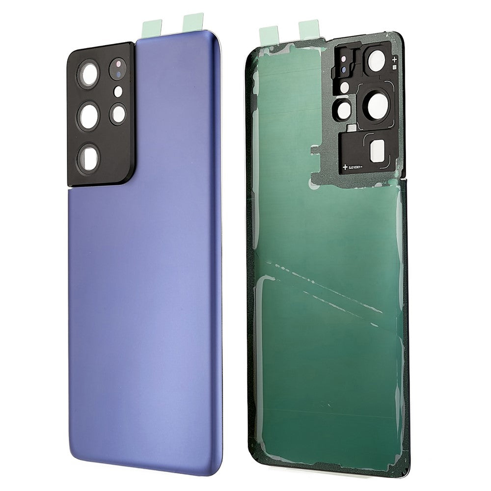 Til Samsung Galaxy S21 Ultra 5G G998 batteridæksel med klistermærke + kameralinseovertræk