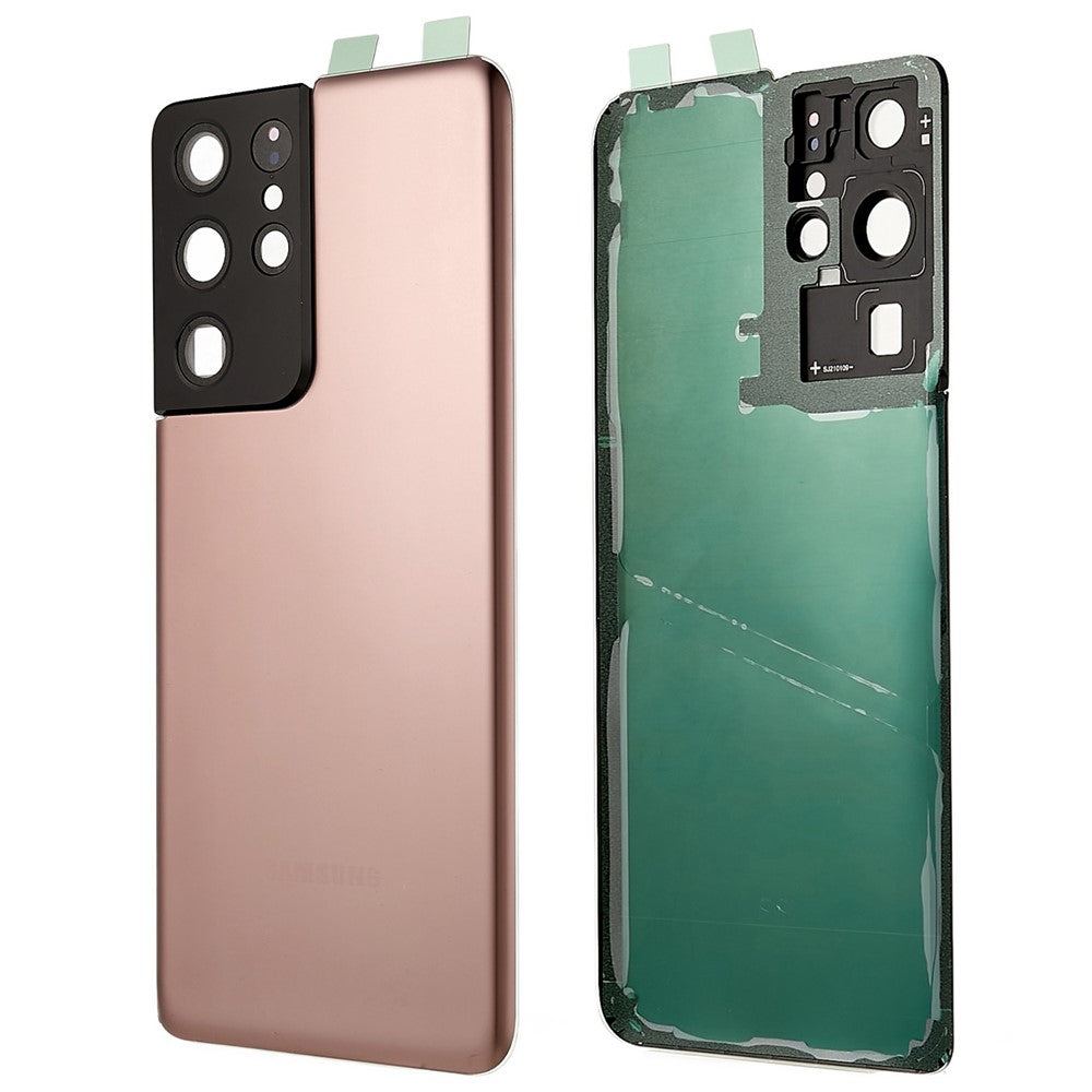 Til Samsung Galaxy S21 Ultra 5G G998 batteridæksel med klistermærke + kameralinseovertræk