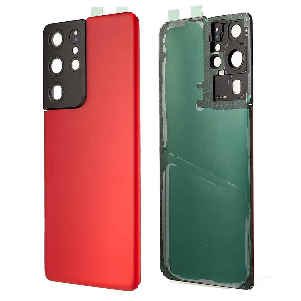 Til Samsung Galaxy S21 Ultra 5G G998 batteridæksel med klistermærke + kameralinseovertræk