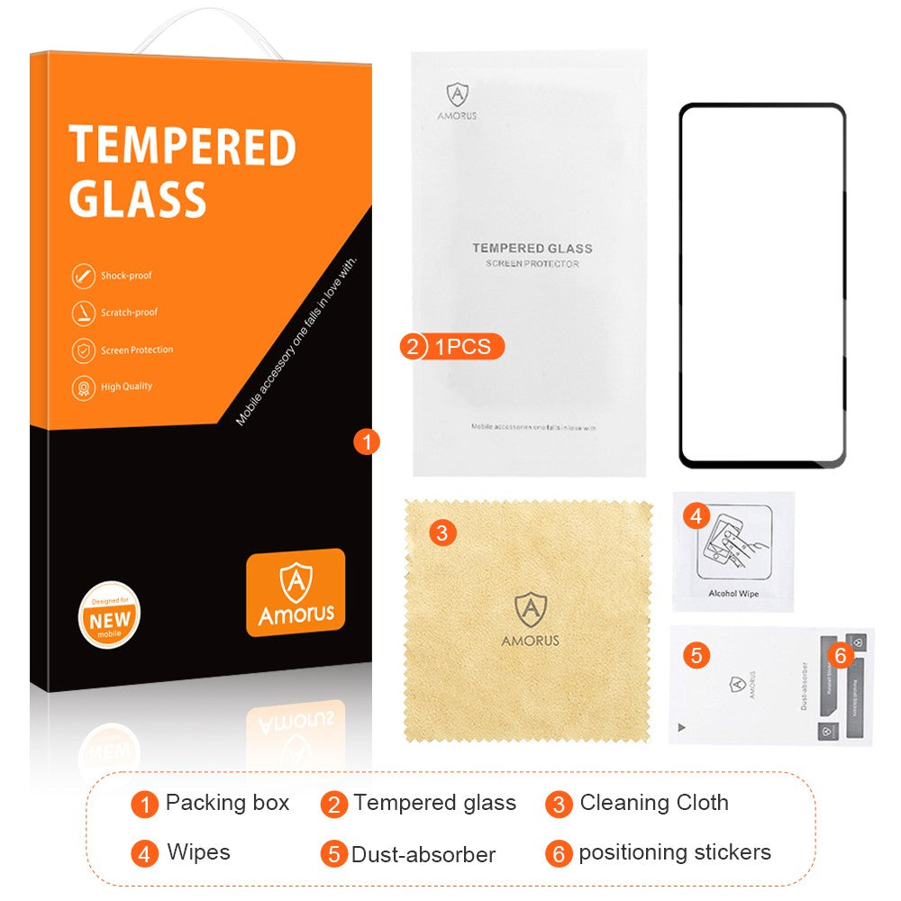 AMORUS För Samsung Galaxy A54 5G HD Sekundärhärdande Helskärmsskydd Silk Print Full Glue Splitterfri Härdad Glasfilm