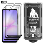 Samsung Galaxy A08 5G / A08 4G / A07 5G / A07s 4G 3 stk. fuldskærmsbeskyttelse, HD-klar 3D-buet kant, højaluminiumssilikatglasfilm med støvfrit installationsværktøj