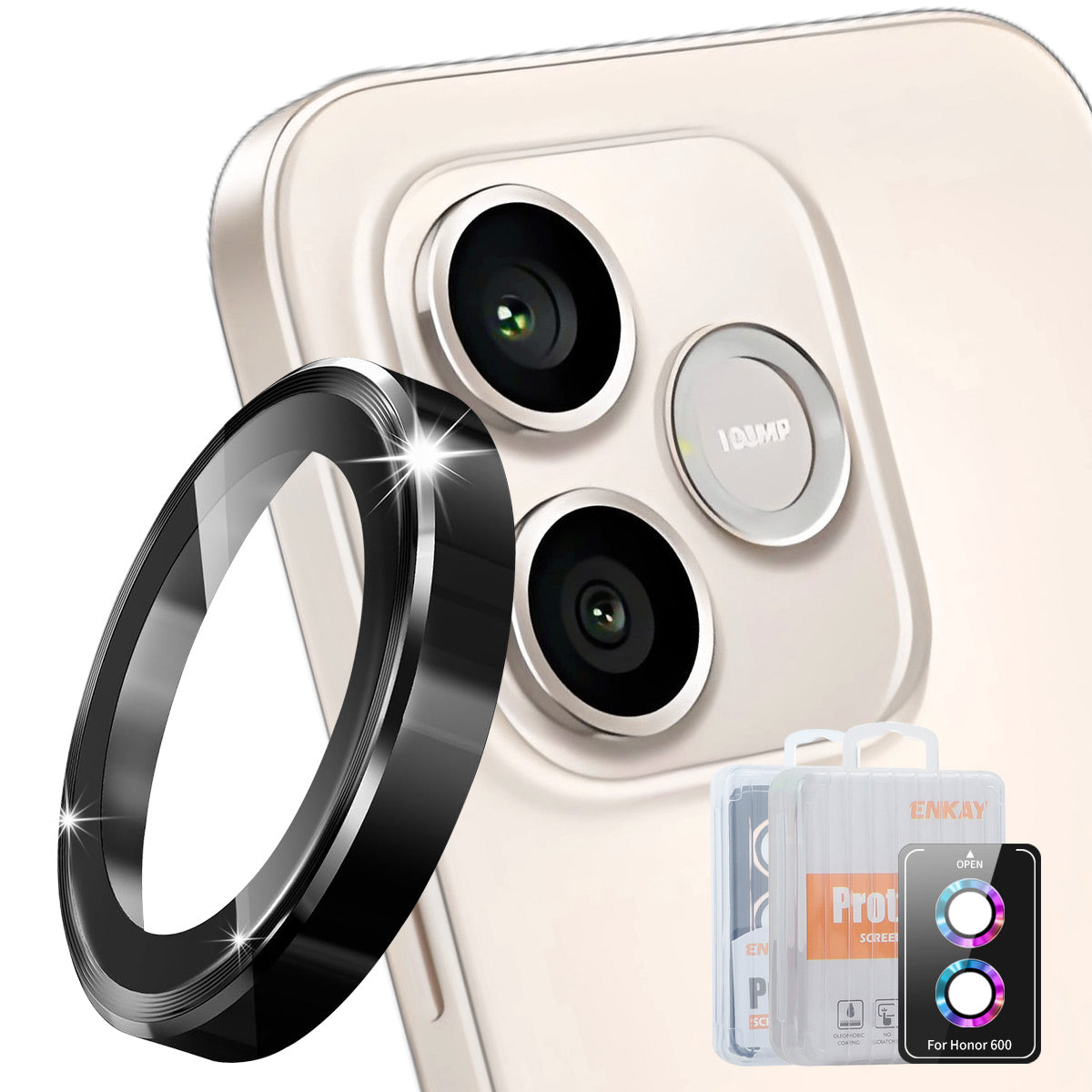 ENKAY HAT PRINCE For Honor 600 5G Camera Lens Protector Metal Ring Lens Film