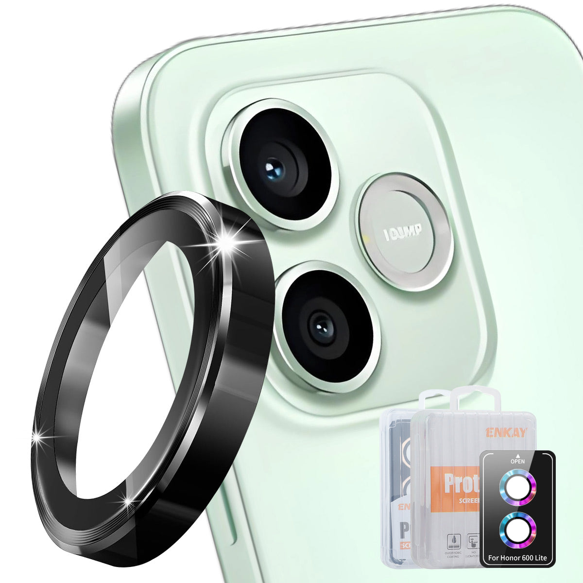 ENKAY HAT PRINCE For Honor 600 Lite 5G Camera Lens Protector Metal Ring Lens Film
