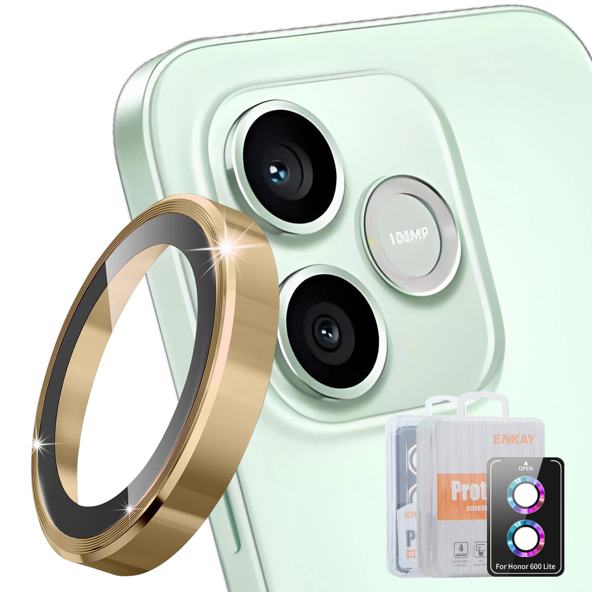 ENKAY HAT PRINCE For Honor 600 Lite 5G Camera Lens Protector Metal Ring Lens Film