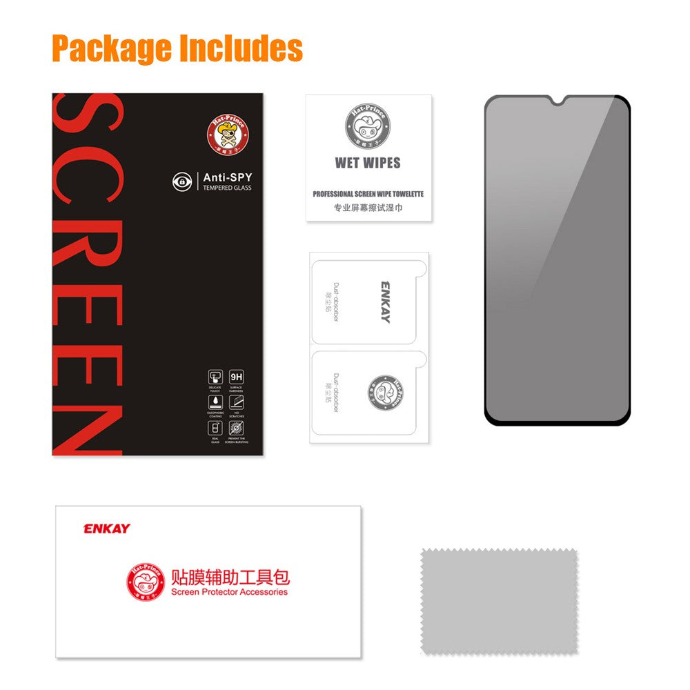ENKAY HAT PRINCE för Samsung Galaxy A04s 4G (164.7mm) / A04 4G (164.4mm) Helskärmsskydd 28 graders antispionage Helklistrad härdad glas