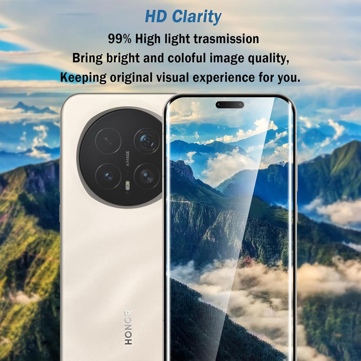 For Honor Magic8 Pro 5G HD Full Screen Protector Silk Printing Black Edge High Aluminium-silicon Glass Film